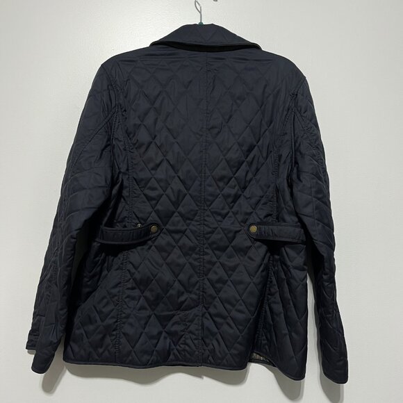 LL Bean Womens Quilted Riding Jacket LP Navy Blue Equestrian Barn Chore Field - Picture 3 of 12